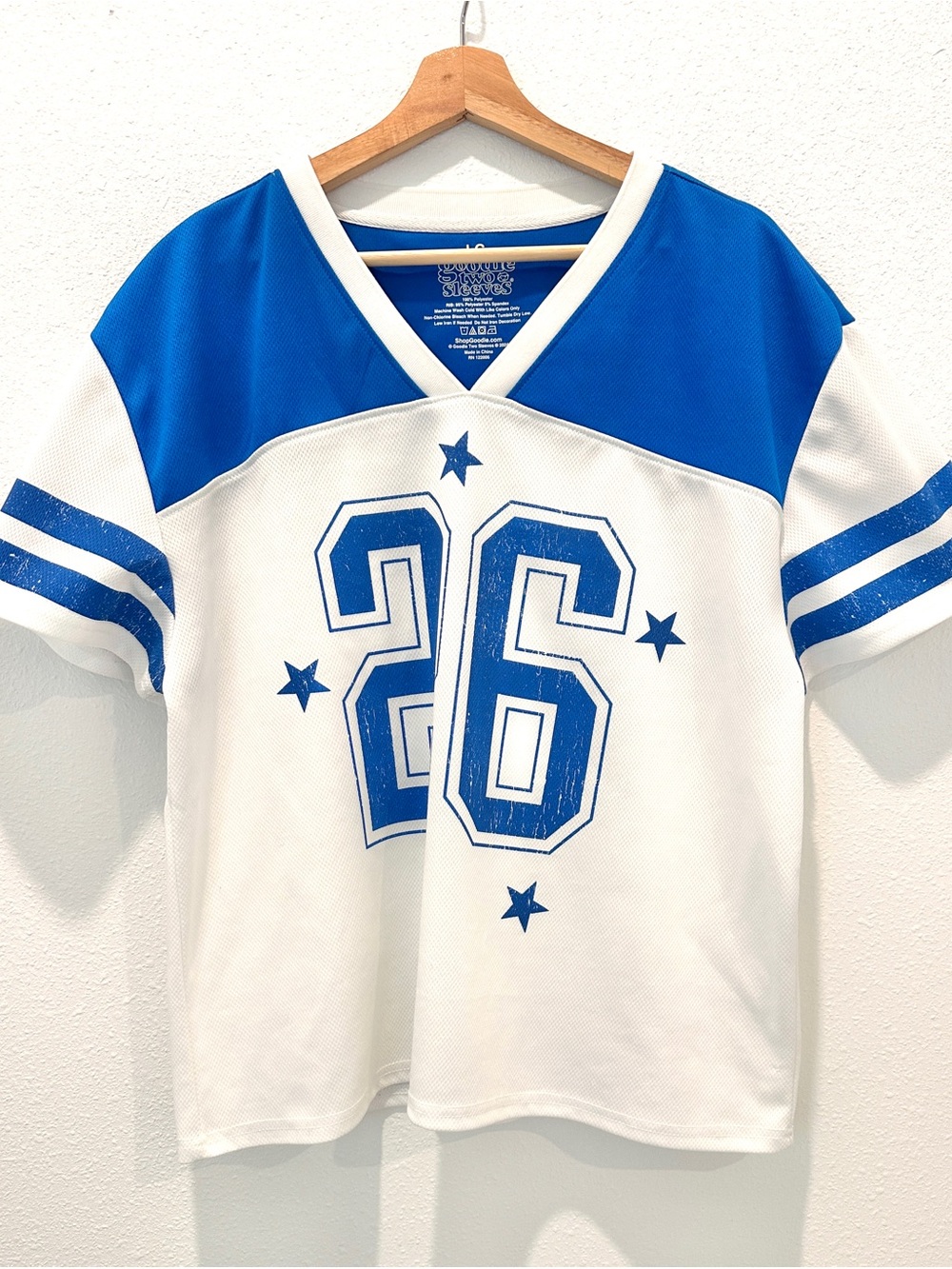 Blue & White Women LRG/ Men SM Jersey Tee - Number 26